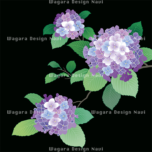 紫陽花・青紫 | 和風デザイン・和柄素材なら Wagara Design Navi