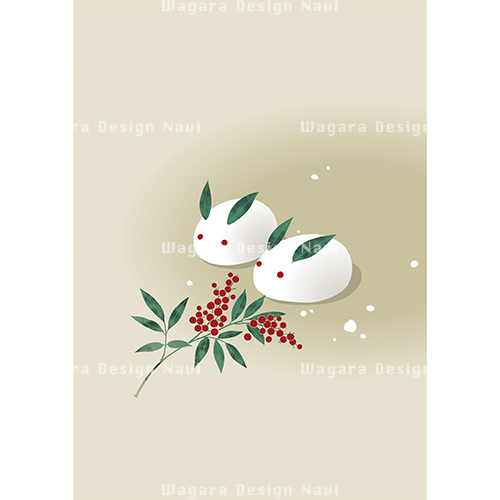 雪うさぎと南天 和風デザイン 和柄素材なら Wagara Design Navi