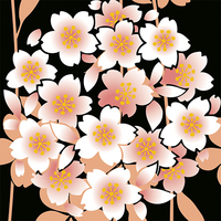 枝垂れ桜に花丸・タイリングパターン