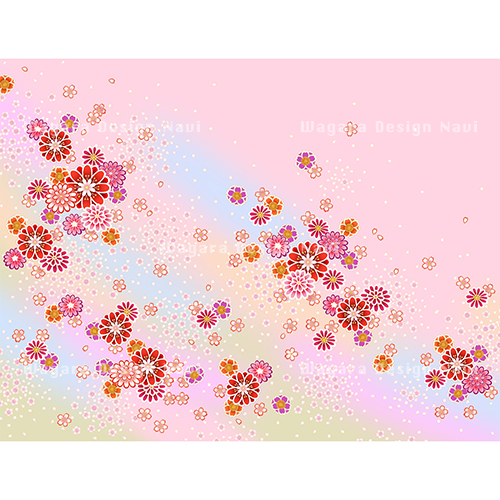菊と桜散らしピンク