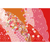 雪輪露草に菊花紋・赤 | 和風デザイン・和柄素材なら Wagara Design Navi