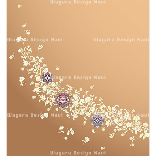 ペルシャ調唐草に華紋・ベージュ | 和風デザイン・和柄素材なら Wagara 