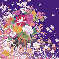 乱菊に四季花車・本紫