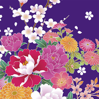 乱菊に四季花車・本紫