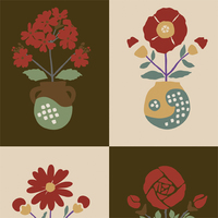 花と花瓶・タイリングパターン