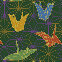 麻の葉に折鶴・タイリングパターン
