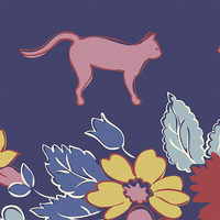 猫と花・タイリングパターン