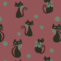 猫と水玉・タイリングパターン