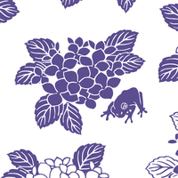 紫陽花と蛙・タイリングパターン