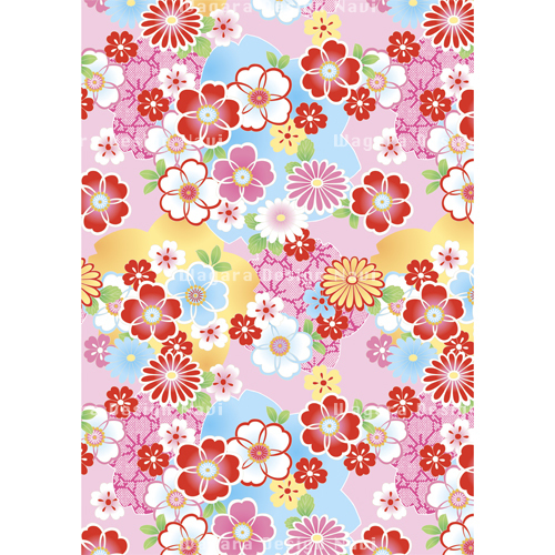 可愛い桜と菊 タイリングパターン 和風デザイン 和柄素材なら Wagara Design Navi