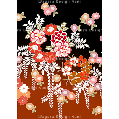 花丸に藤 黒 年賀状 和風デザイン 和柄素材なら Wagara Design Navi