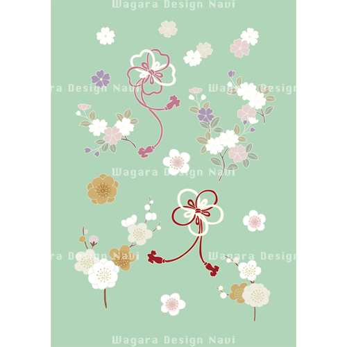 梅 桜 紐結び パーツ 和風デザイン 和柄素材なら Wagara Design Navi