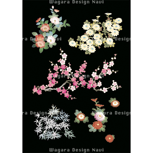 和花 友禅の花モチーフ 和風デザイン 和柄素材なら Wagara Design Navi