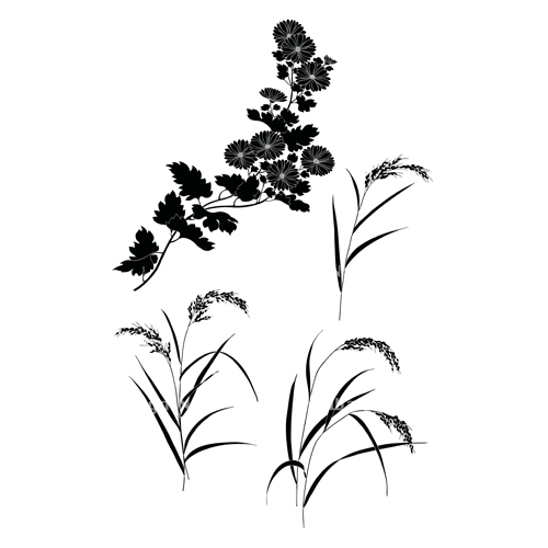 菊と稲 和風デザイン 和柄素材なら Wagara Design Navi
