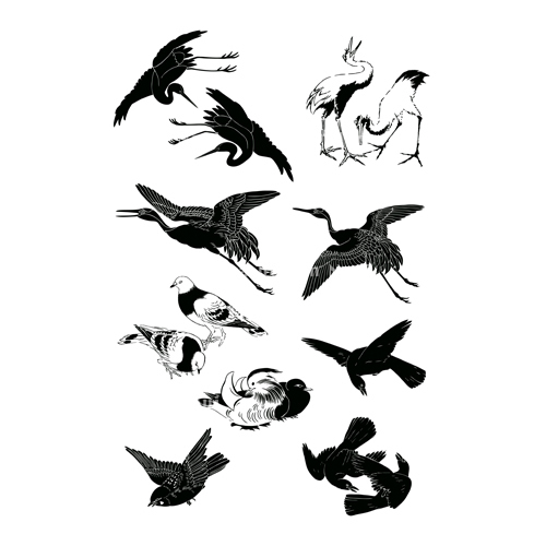 鶴 つる 鳩 はと 雀 すずめ 鴛鴦 おしどり 烏 からす シルエット 和風デザイン 和柄素材なら Wagara Design Navi