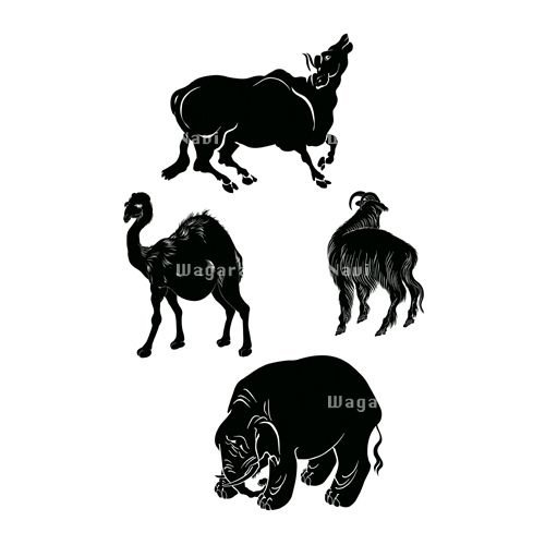 駱駝 らくだ 象 ぞう 羊 牛 シルエット 和風デザイン 和柄素材なら Wagara Design Navi