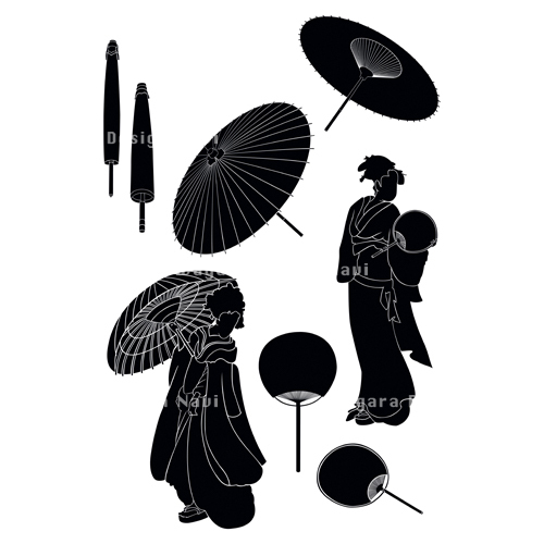 和傘 わがさ 団扇 うちわ シルエット 和風デザイン 和柄素材なら Wagara Design Navi