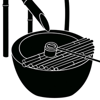手水鉢(ちょうずばち)・鹿威し(ししおどし)・シルエット