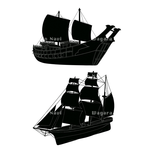 帆船 はんせん 北前船 きたまえぶね シルエット 和風デザイン 和柄素材なら Wagara Design Navi