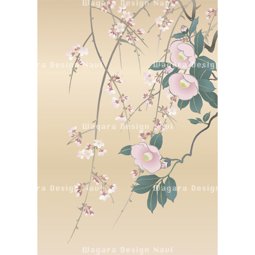 椿桜図 | 和風デザイン・和柄素材なら Wagara Design Navi