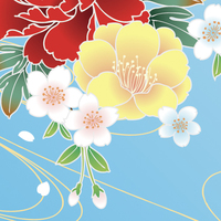 光琳水に牡丹と桜 | 和風デザイン・和柄素材なら Wagara Design Navi