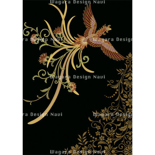 鳳凰と唐草A | 和風デザイン・和柄素材なら Wagara Design Navi