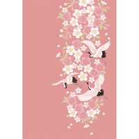 鶴・桜・花丸・紅梅色 | 和風デザイン・和柄素材なら Wagara