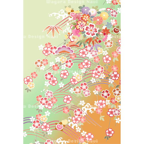 袋帯 桜花竹垣文 枝垂れ桜 菊唐草 籠目 24M290f