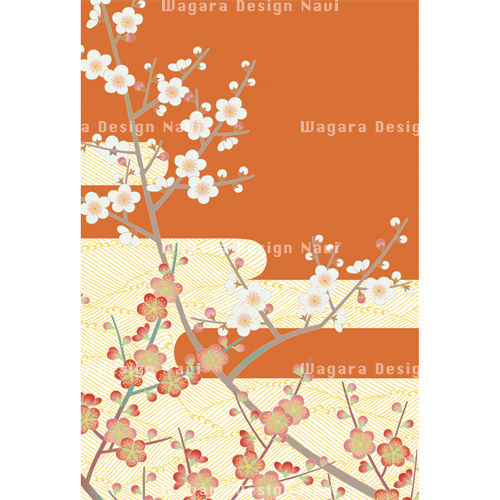 紅白梅・枝梅・波・黄櫨染 | 和風デザイン・和柄素材なら Wagara 紅白梅・枝梅・波・黄櫨染 | 和風デザイン・和柄素材なら Wagara