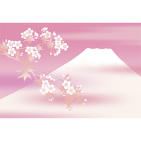 富士山・桜・霞・菖蒲色