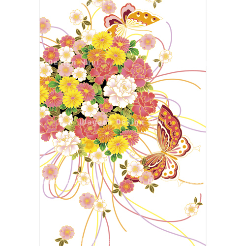 牡丹 菊 桜 くす玉 蝶 白 和風デザイン 和柄素材なら Wagara Design Navi