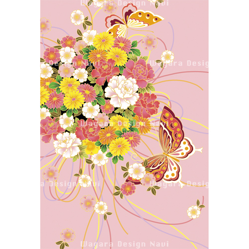 牡丹 菊 桜 くす玉 蝶 撫子色 和風デザイン 和柄素材なら Wagara Design Navi