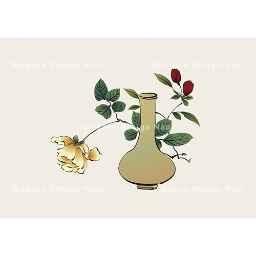 花瓶 薔薇 イラスト 和風デザイン 和柄素材なら Wagara Design Navi