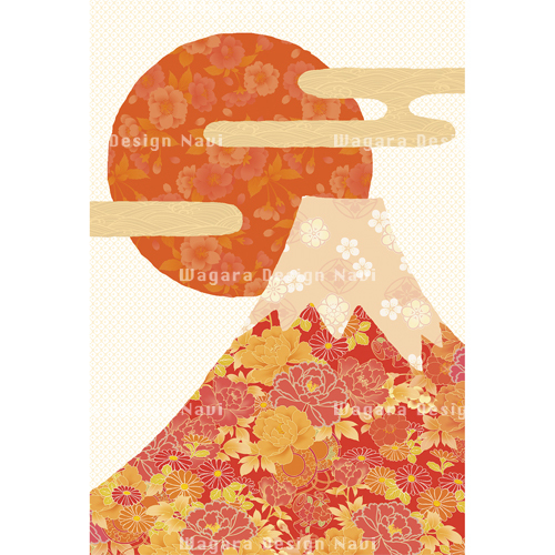 初日の出・富士山・桜・牡丹・霞 | 和風デザイン・和柄素材なら Wagara