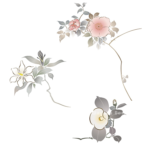 琳派調・春の花 | 和風デザイン・和柄素材なら Wagara Design Navi