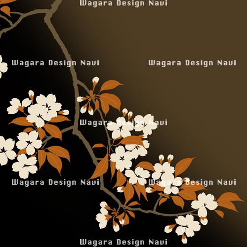 枝付き桜 黒 和風デザイン 和柄素材なら Wagara Design Navi